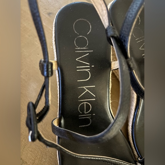 Calvin Klein Black Espadrille Sandals Heeled woven Women’s Size 8M - Picture 4 of 6